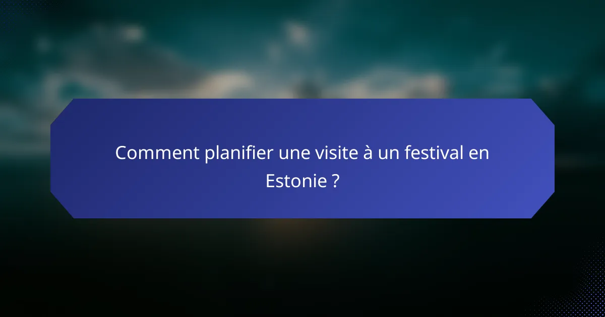 Comment planifier une visite à un festival en Estonie ?