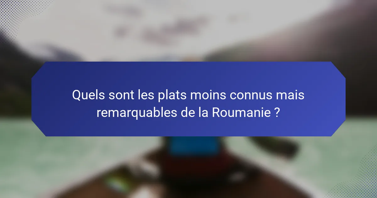 Quels sont les plats moins connus mais remarquables de la Roumanie ?